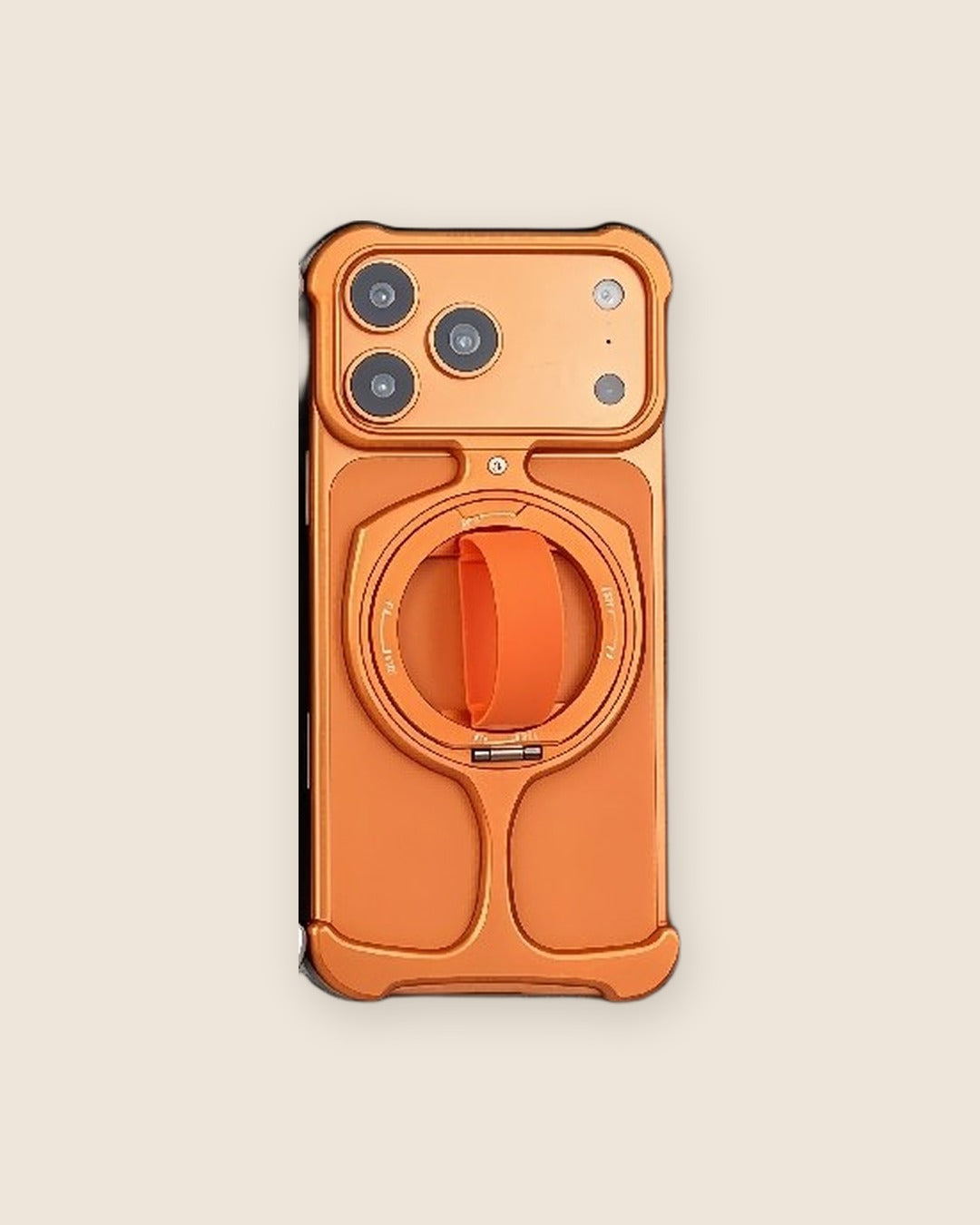 Trophy Ring Holder iPhone Case with Finger Strap in Sunset Orange