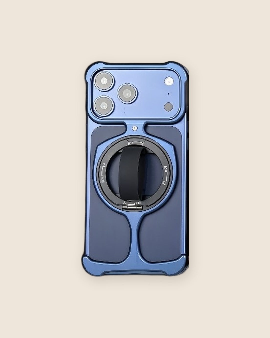 Trophy Ring Holder iPhone Case with Finger Strap in Titanium Blue