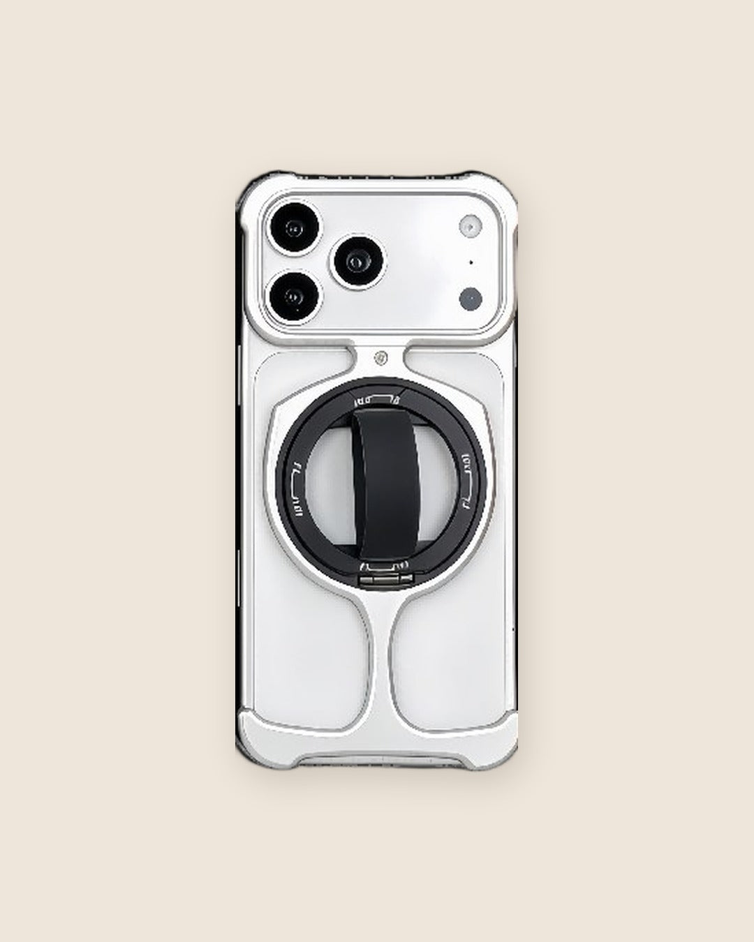 Trophy Ring Holder iPhone Case with Finger Strap in Titanium Silver