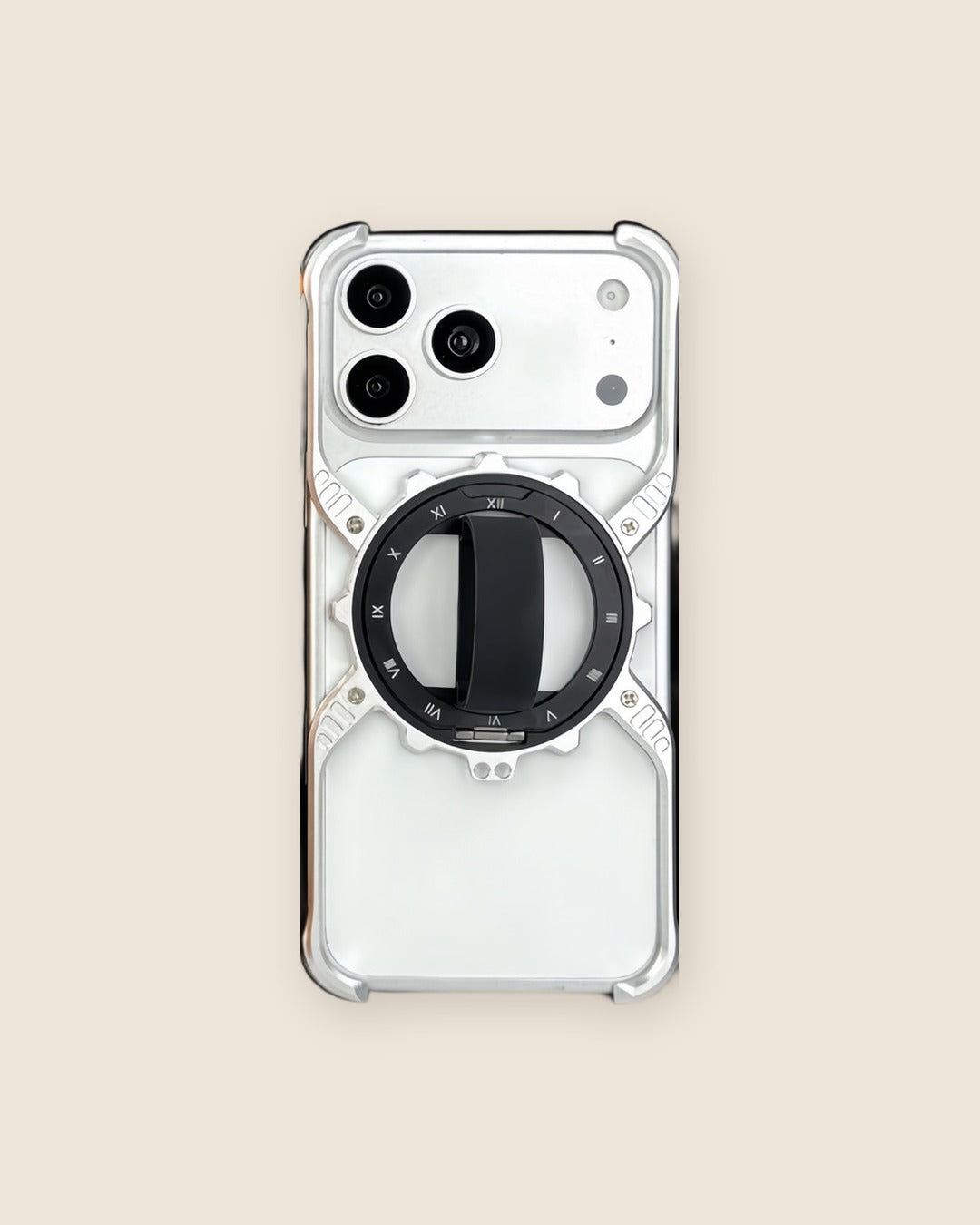 X-Shell Ring Holder iPhone Case with Kickstand in Titanium Silver