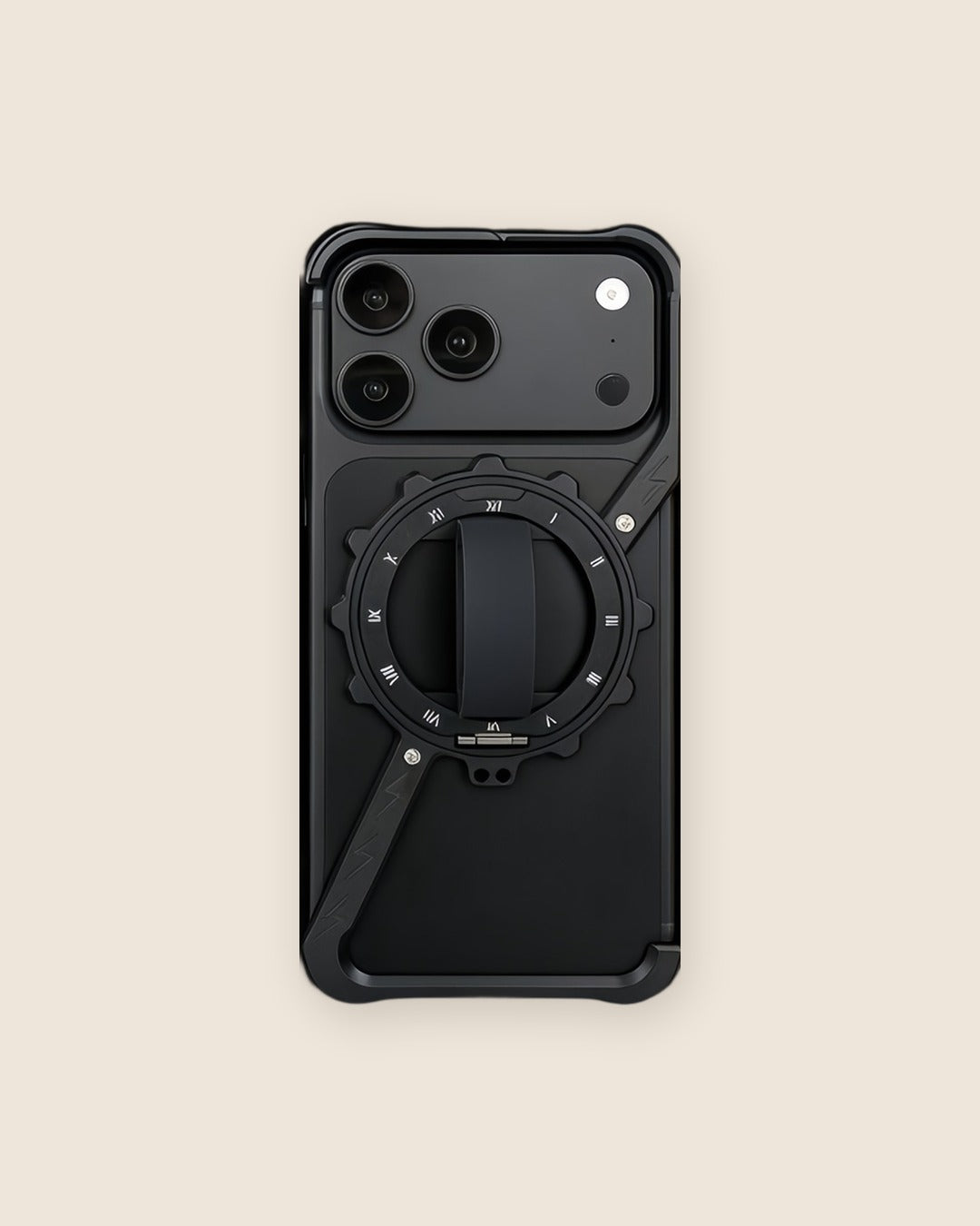 Z-Shell Ring Holder iPhone Case with Kickstand in Obsidian Black