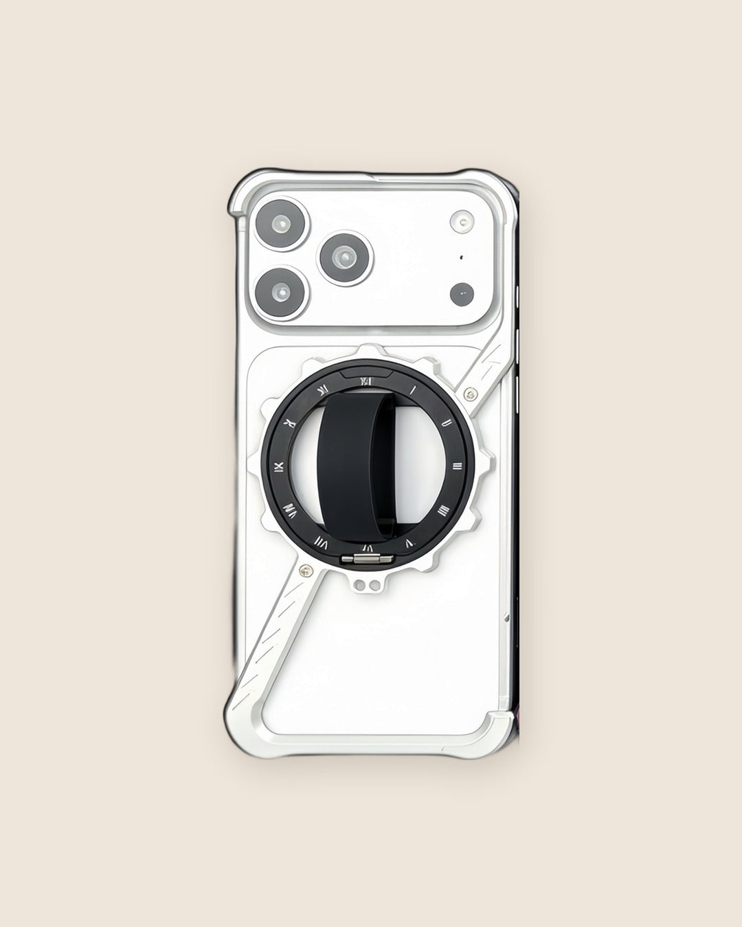 Z-Shell Ring Holder iPhone Case with Kickstand in Titanium Silver