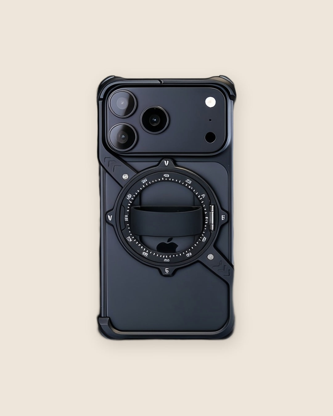 S-Shell Ring Holder iPhone Case with Kickstand in Obsidian Black