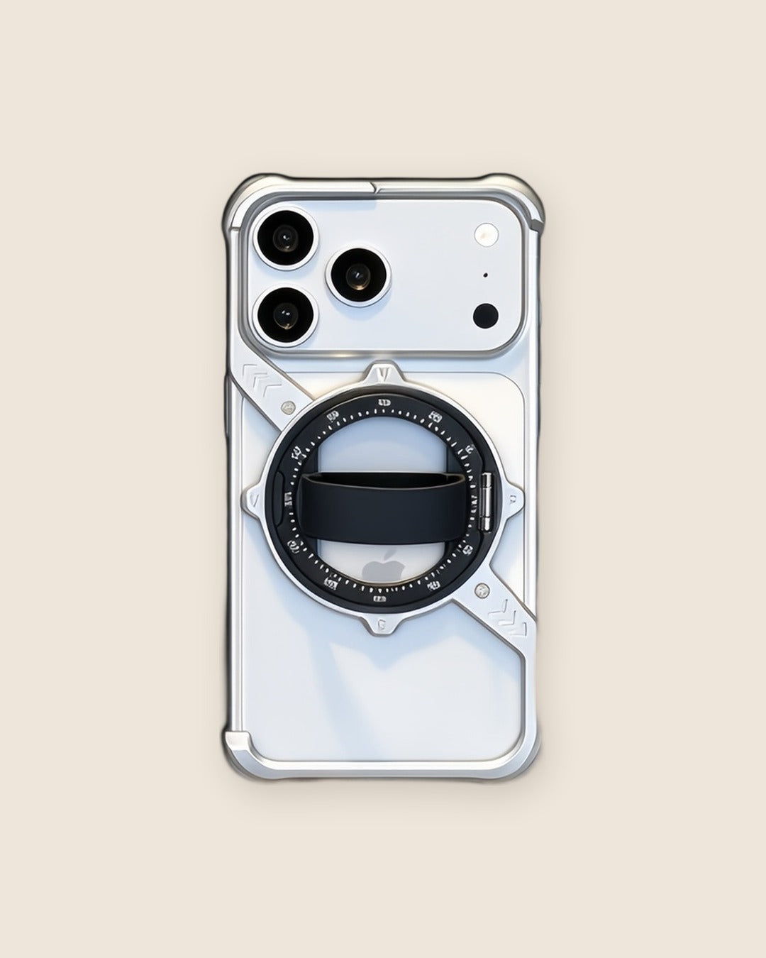S-Shell Ring Holder iPhone Case with Kickstand in Titanium Silver