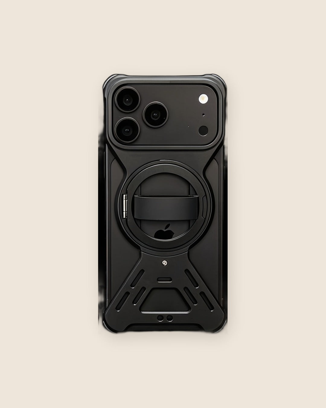 Armor Ring Holder iPhone Case with Kickstand in Obsidian Black