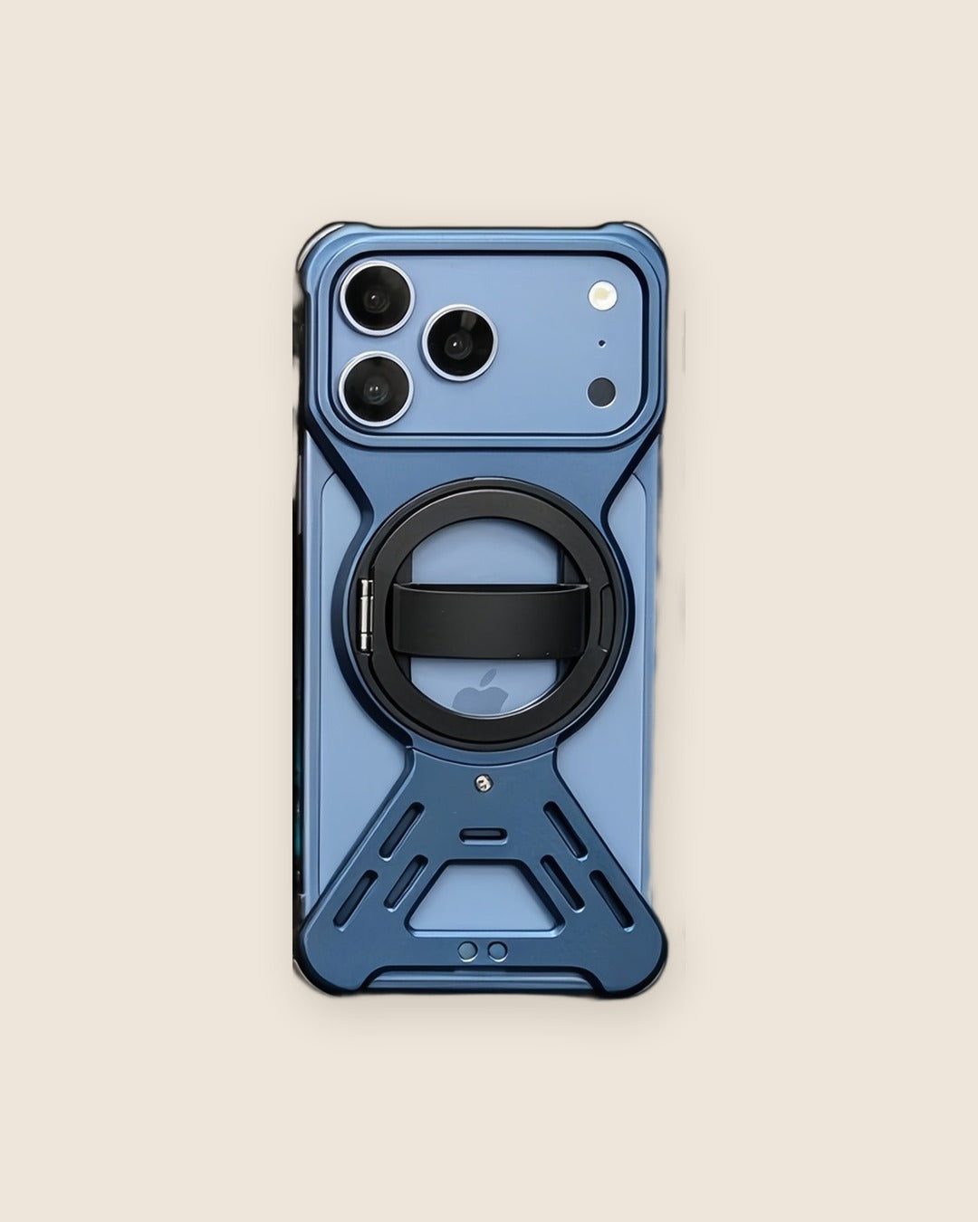 Armor Ring Holder iPhone Case with Kickstand in Titanium Blue