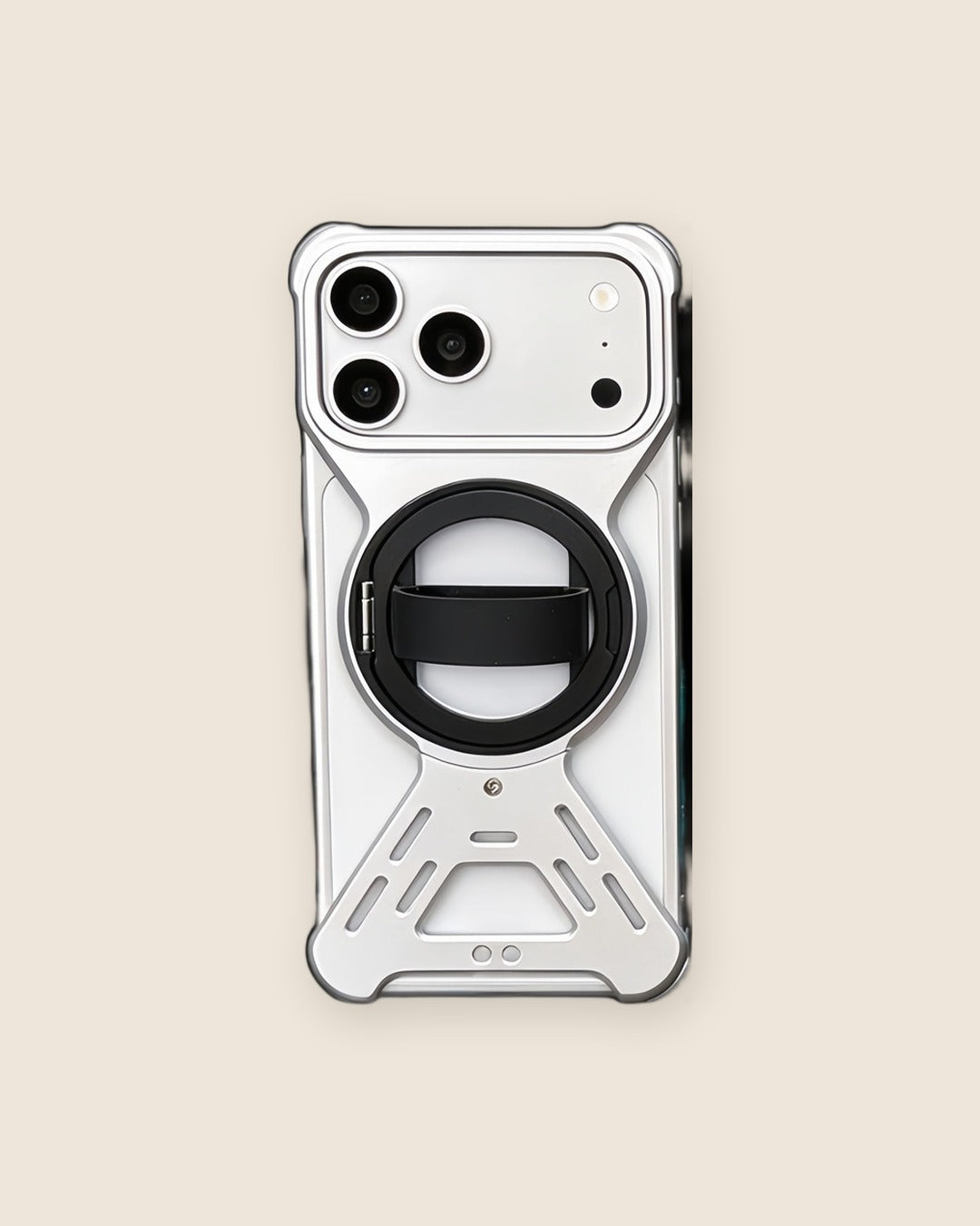 Armor Ring Holder iPhone Case with Kickstand in Titanium Silver
