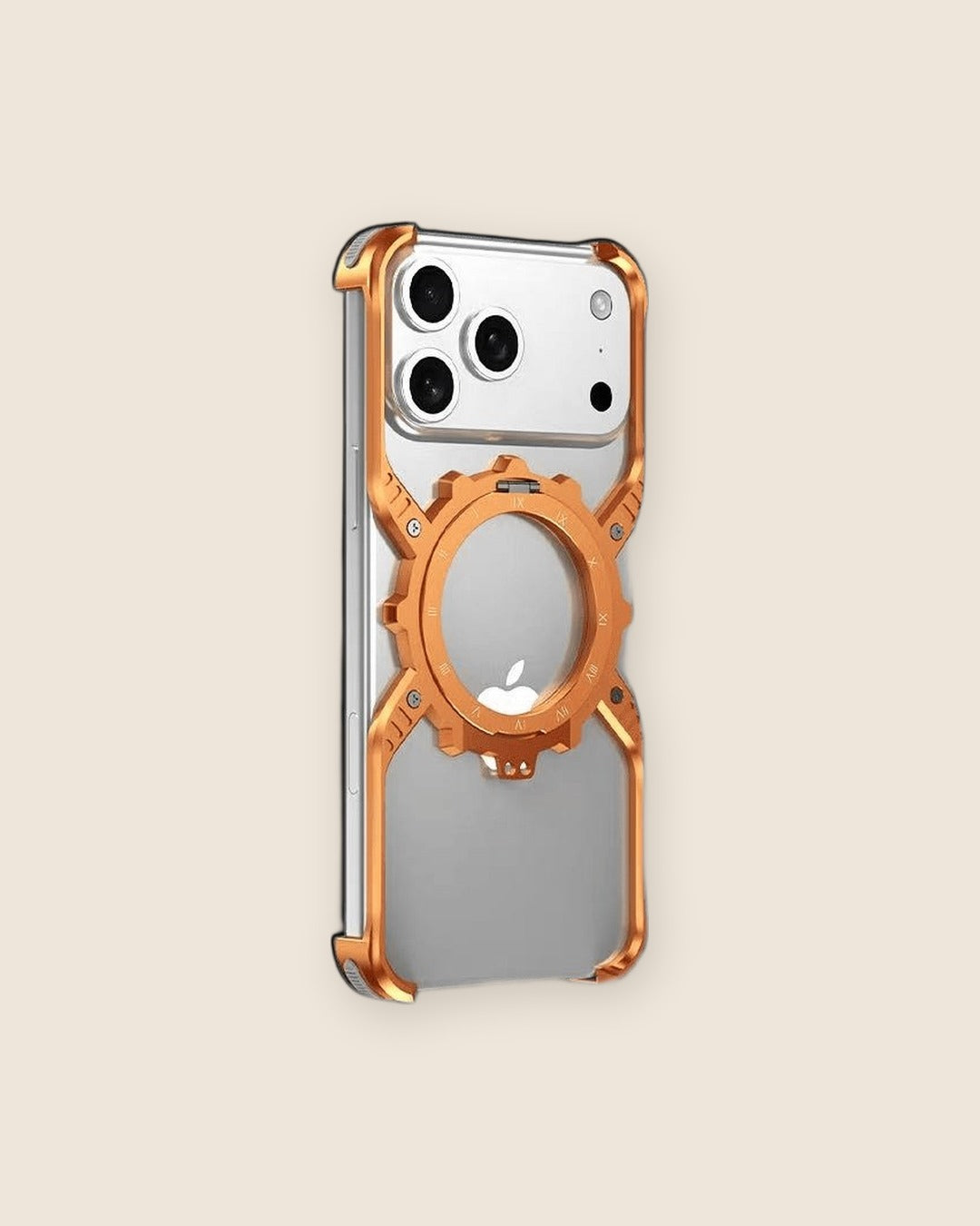 X Gear Mechanical Metal iPhone Case with Stand in Gilded Orange