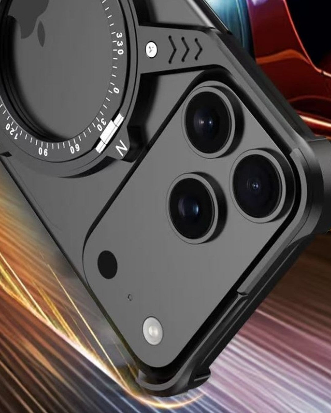 S Gear Luminous Metal iPhone Case with Magnetic Stand – detail view