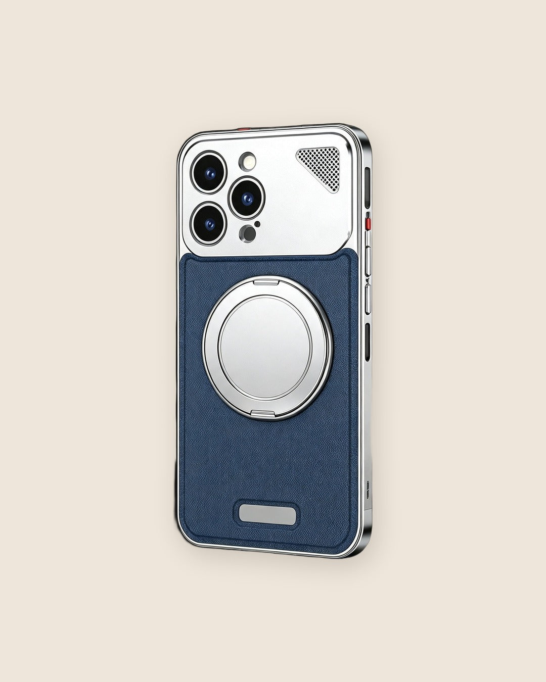 Faux Leather Metal iPhone Case with Magnetic Ring