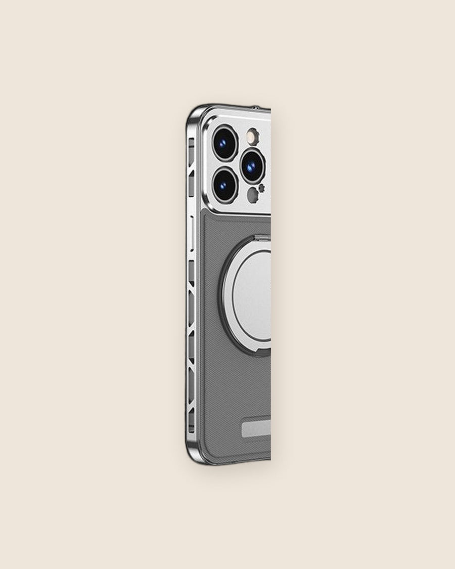 Faux Leather Metal iPhone Case with Magnetic Ring